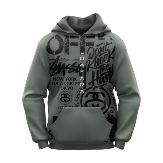 Unisex Knocker Printed Polyester Fleece Hoodie Grey, Hooded Neck