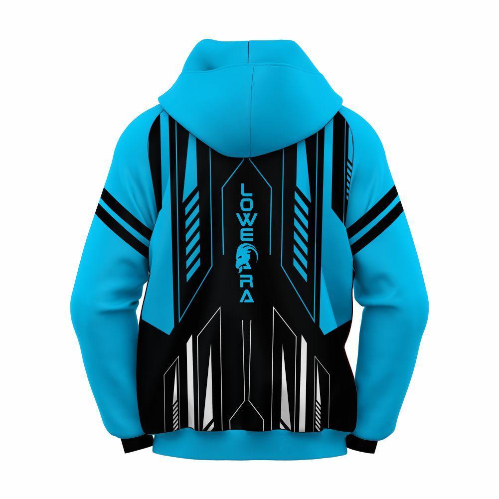 Unisex Gamer Hooded Sweatshirt -  Blue Polyester Fleece with Printed Design