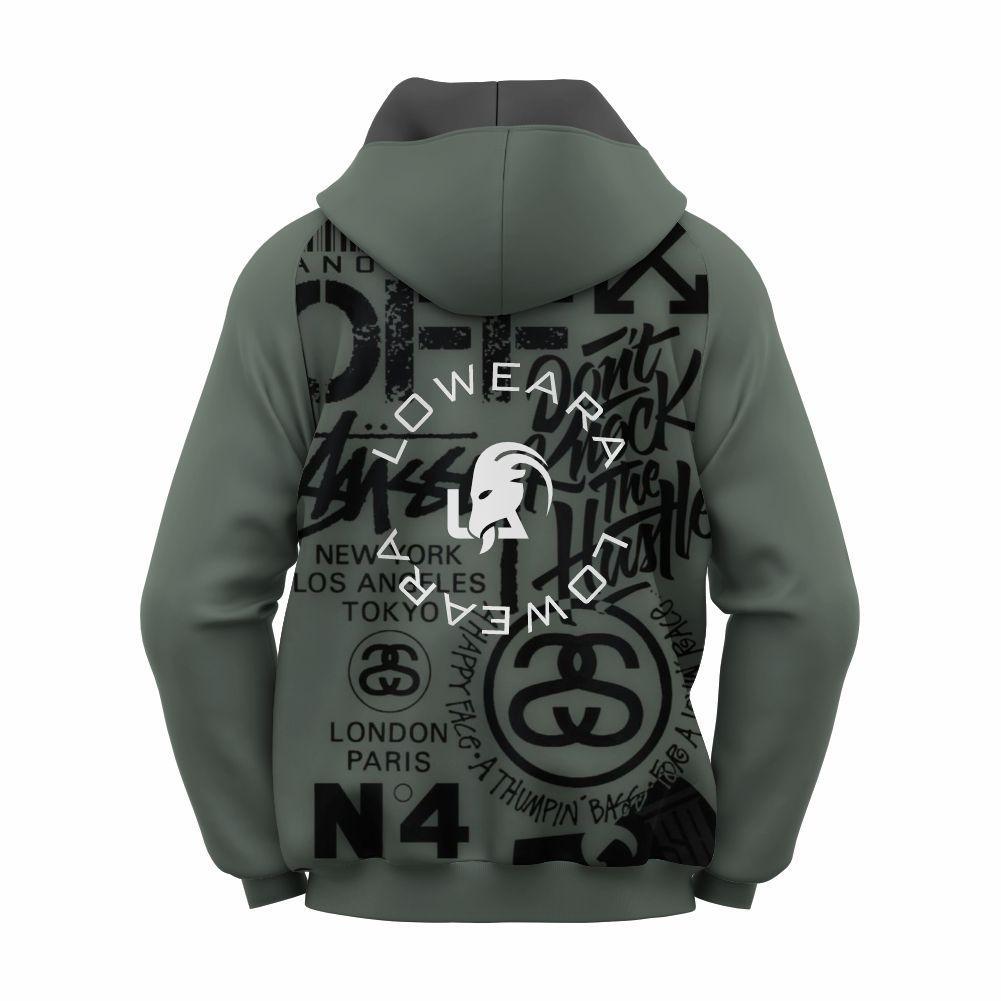 Unisex Knocker Printed Polyester Fleece Hoodie Grey, Hooded Neck